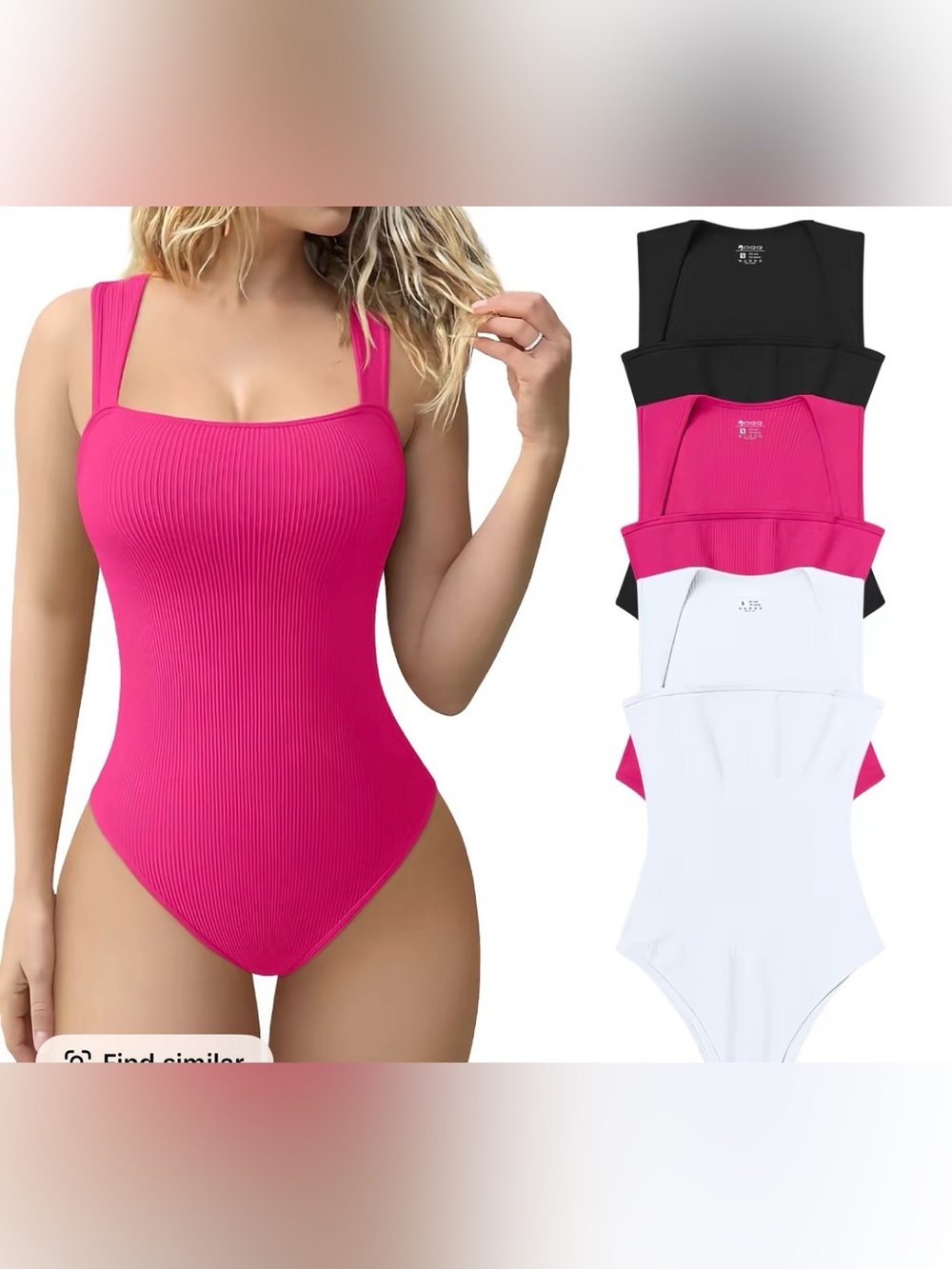 Bundle of 3 OQQ Women's 3 Piece Ribbed Bodysuits
